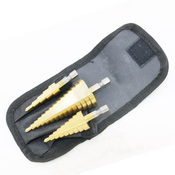 Drill Bit 3pcs/set 12-32mm HSS Titanium Coated Stepped Drill Power Tools Carbide Drill Bit Packaged Cloth Bag High Quality